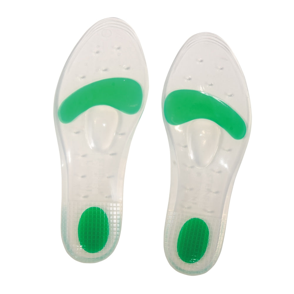 Stein's Silicone Dual-Density Comfort Shoe Gel Insoles, Medium, Green, Pack Of 2