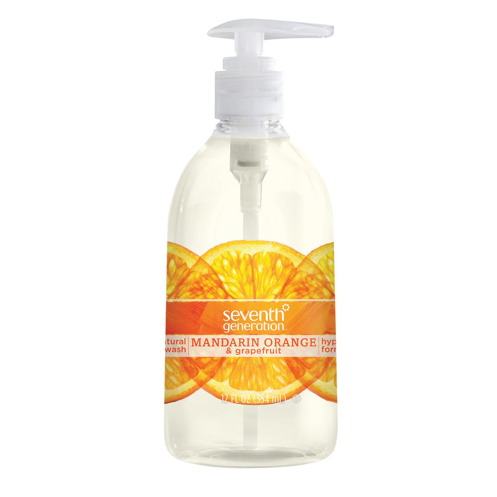 Seventh Generation Natural Liquid Hand Wash Soap, Mandarin Orange/Grapefruit Scent, 12 Oz Bottle