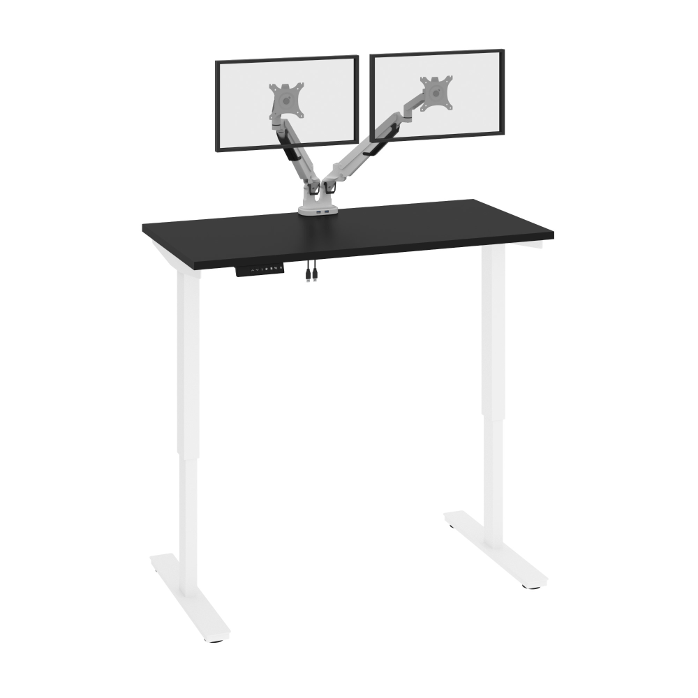 Bestar Viva Electric 48inW Standing Desk With Dual Monitor Arms, Black