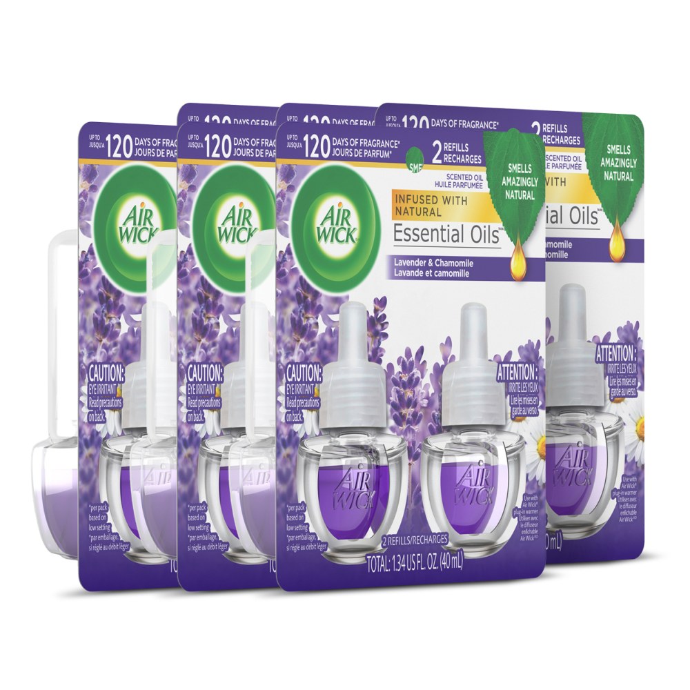 Air Wick Scented Oil Warmer Refills, 0.67 Oz, Lavender/Chamomile, 2 Refills Per Pack, Carton Of 6 Packs