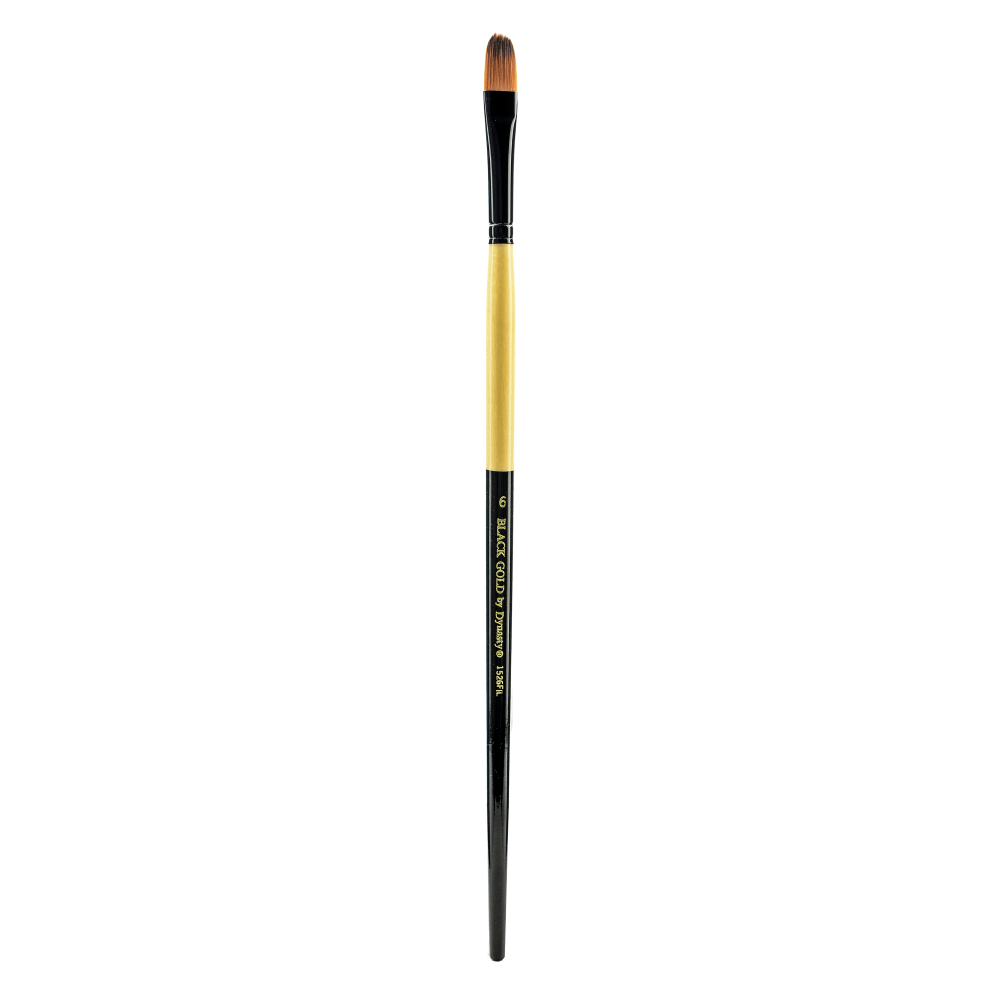 Dynasty Long-Handled Paint Brush 1526FIL, Size 6, Filbert Bristle, Nylon, Multicolor