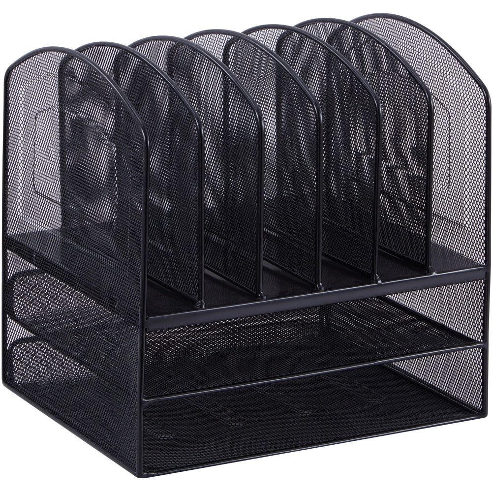 Lorell Steel Horizontal/Vertical Mesh Desk Organizer, Black