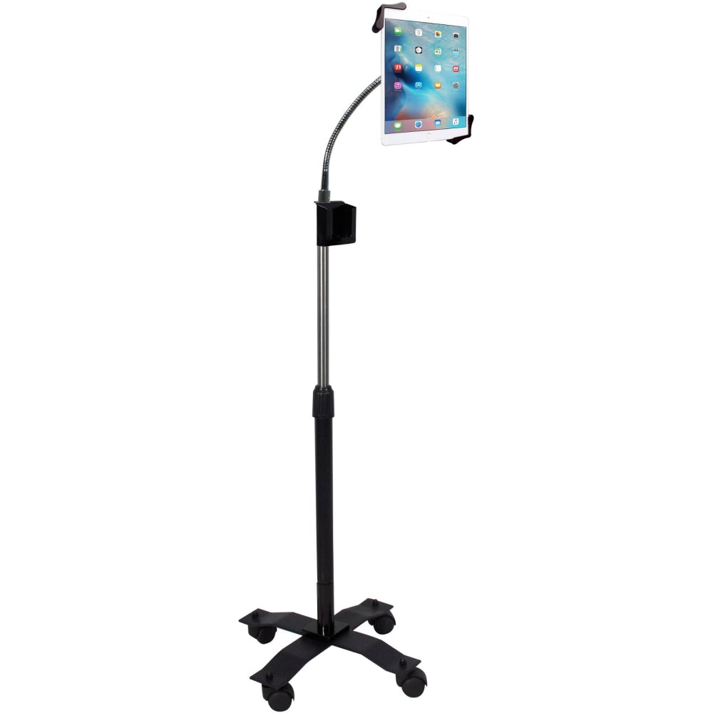 CTA Digital Compact Gooseneck Floor Stand For 7in-13in Tablets, Including iPad 10.2in (7Th/ 8Th/ 9Th Generation) Up To 13in Screen Support 17.5in Height X 15.5in Width Floor Stand Black, Silver