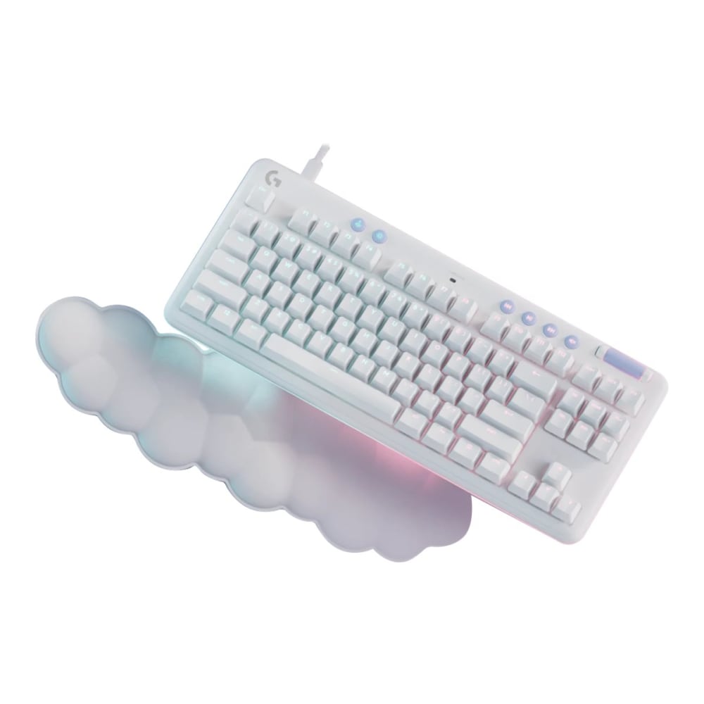 Logitech G713 Wired Gaming Keyboard, Clicky Switches (GX Blue), and Keyboard Palm Rest, White Mist - Keyboard - tenkeyless - backlit - USB - key switch: GX Blue Clicky