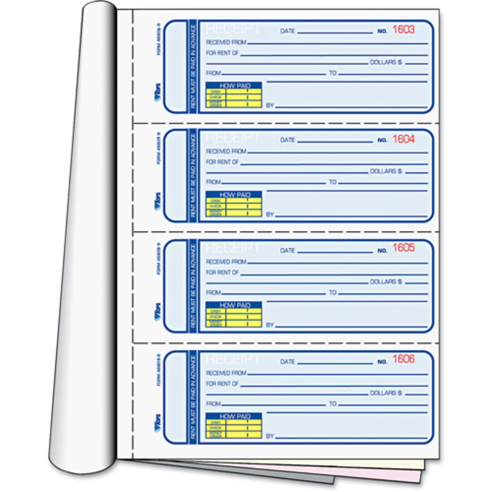 Adams Manifold Receipt Book, 2 Parts, 2-3/4in x 7-1/4in