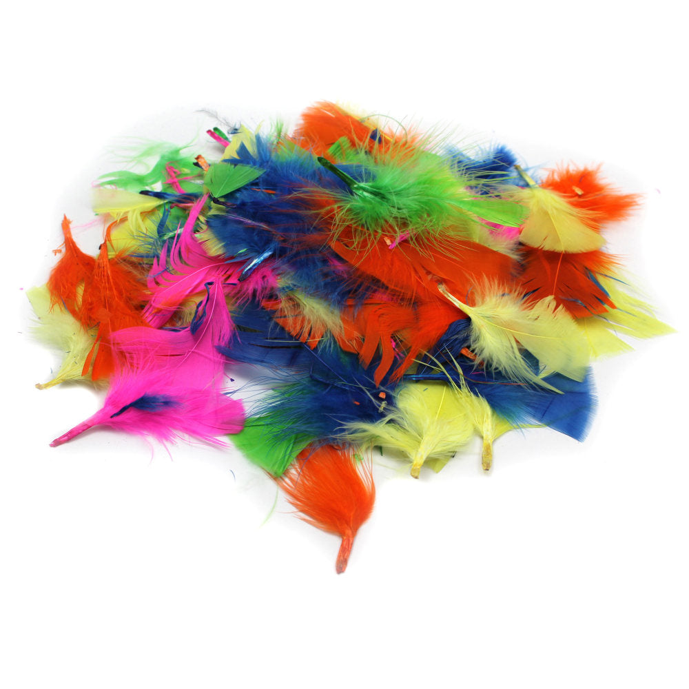 Charles Leonard Creative Arts Turkey Feathers, Assorted Hot Colors, 14 Grams Per Pack, Set Of 12 Packs