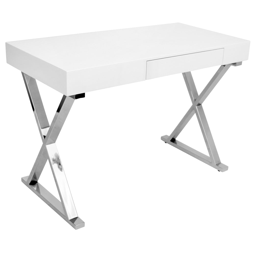 LumiSource Luster 24inW Computer Desk, Silver/White