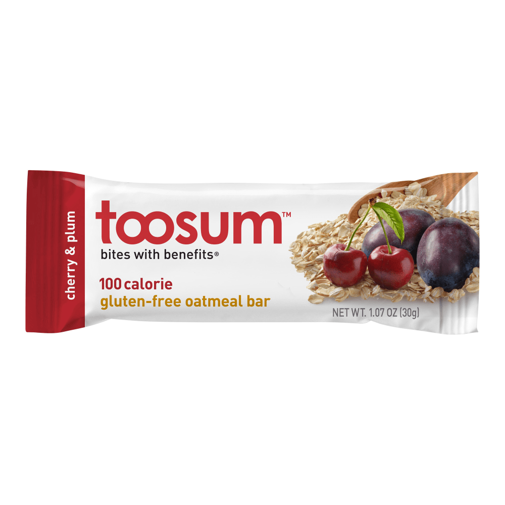 Toosum Healthy Foods Oatmeal Bars, Cherry and Plum, 1.07 Oz, Pack Of 20 Bars