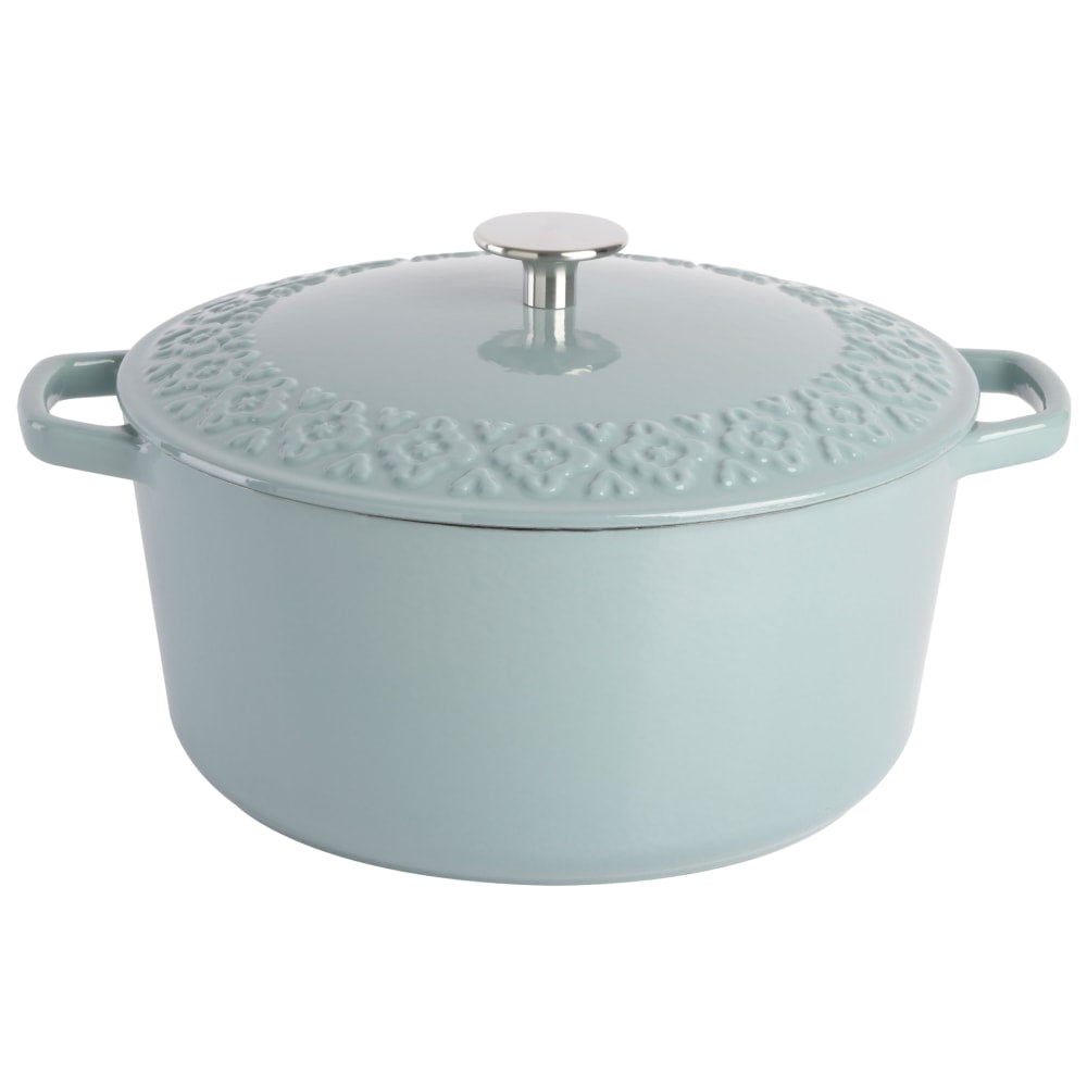 Spice by Tia Mowry Savory Saffron 6-Quart Enameled Cast Iron Dutch Oven, Mint