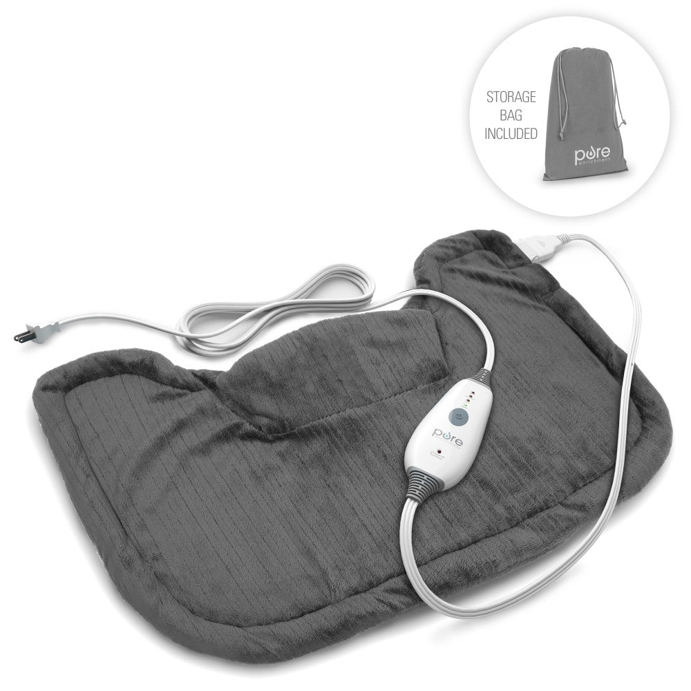 Pure Enrichment PureRelief Neck & Shoulder Heating Pad, 14in x 22in, Charcoal Gray