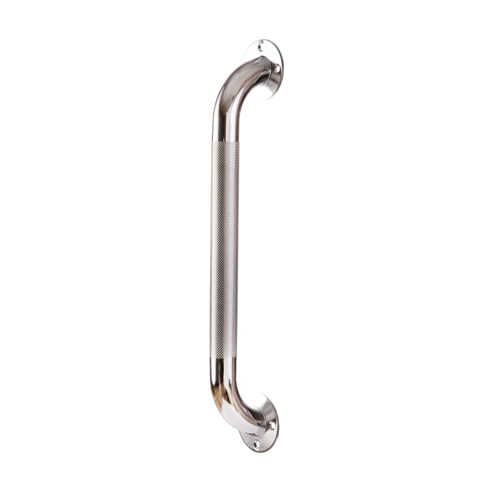 DMI Textured Steel Bath And Shower Grab Bar, 16inH x 2inW x 3inD, Silver