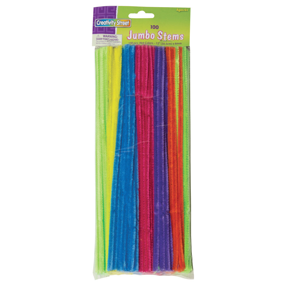 Creativity Street Jumbo Chenille Pipe Cleaners, 12in 1/4in, Neon, Pack of 100