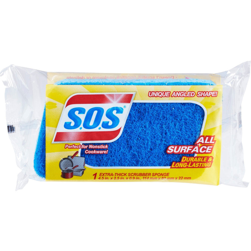 S.O.S All Surface Scrubber Sponge - 4.5in Height x 2.5in Width x 0.9in Depth - 2100/Bundle - Cellulose, Scrim - Blue