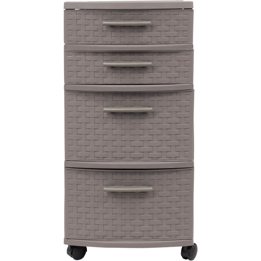 Inval 4-Drawer Storage Cabinet, 25-1/2in x 12-1/2in, Taupe