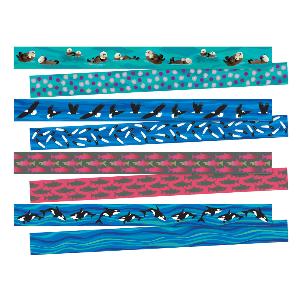 Barker Creek Sea & Sky Double-Sided 4-Design Trimmers, 2-1/4in x 36in, Multicolor, Set Of 52