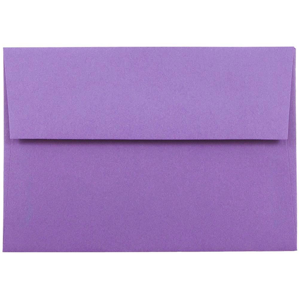 JAM Paper Stationery Set, 4 3/4in x 6 1/2in, 30% Recycled, Violet Purple/White, Set Of 25 Cards And Envelopes