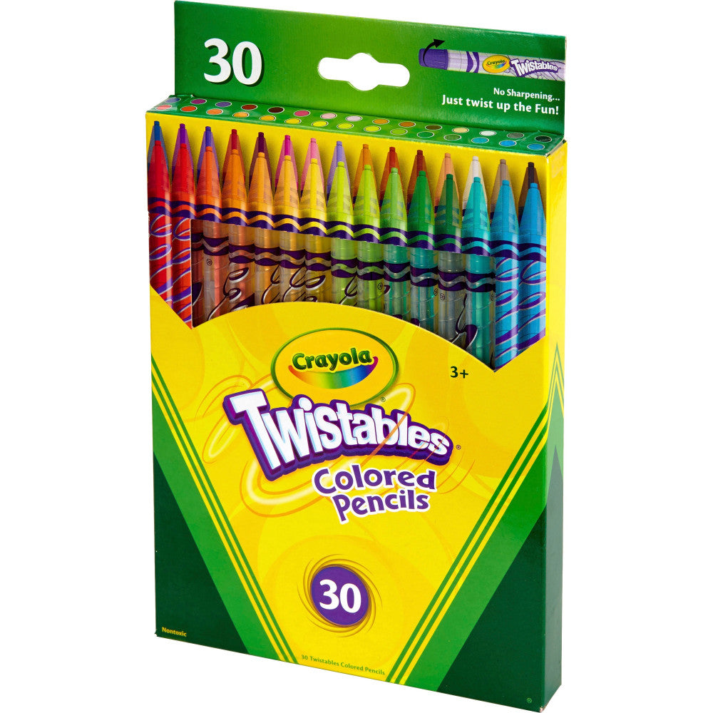 Crayola Twistables Color Pencils, Assorted Colors, Cylindrical Pouch, Set Of 30