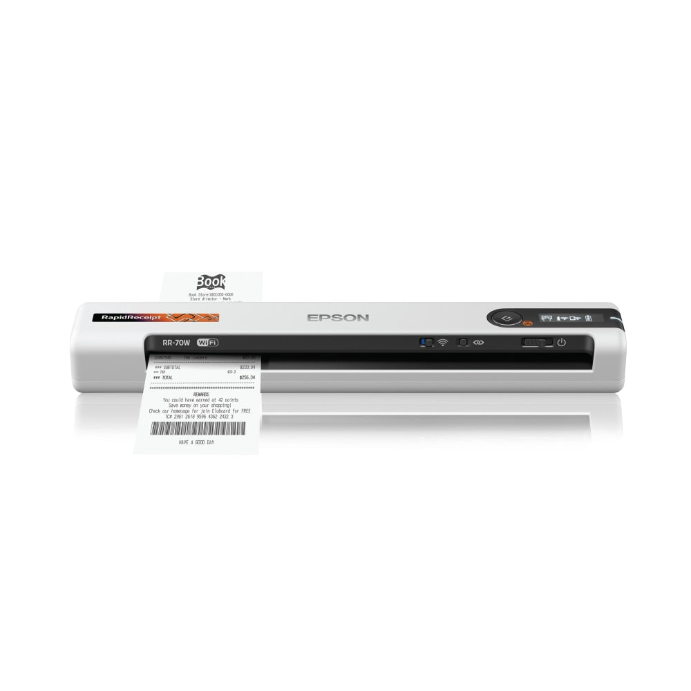 Epson RapidReceipt Wireless Mobile Receipt And Color Document Scanner, RR-70W