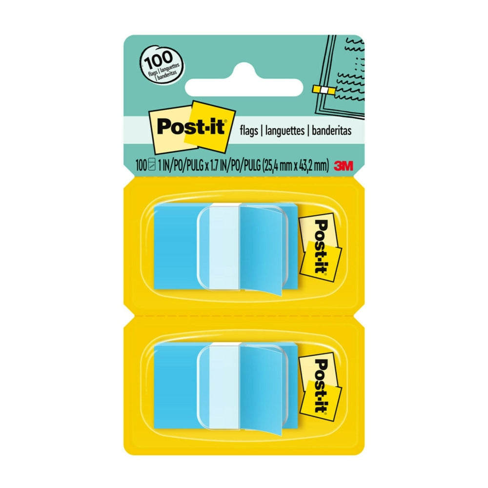 Post it Flags, 1in x 1 7/10in, Blue, 50 Flags Per Pad, Pack Of 2 Pads