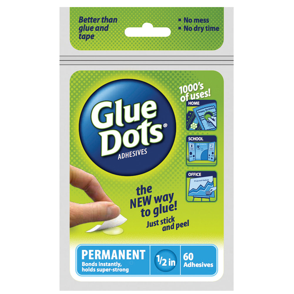 Permanent Glue Dots, Blue, Pack Of 60