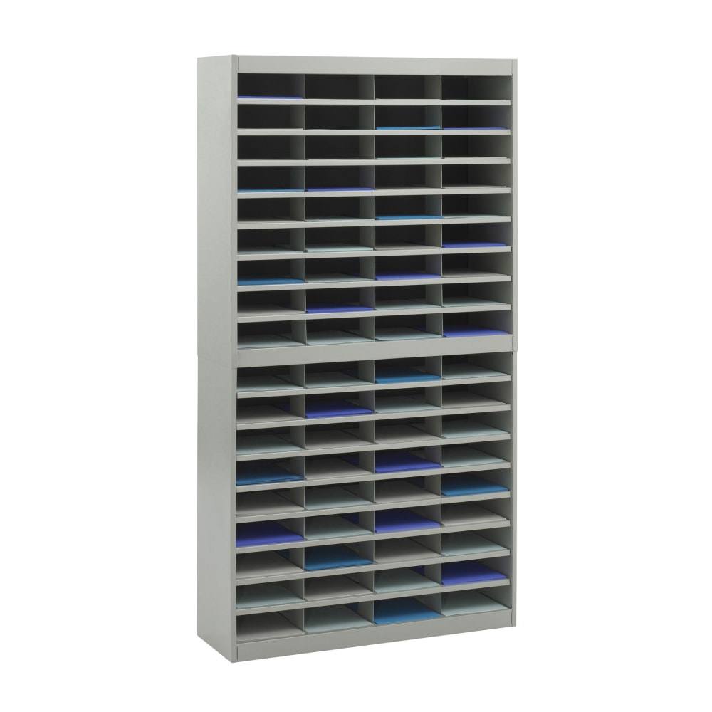 Safco E-Z Stor Steel Literature Organizer, 72 Compartments, 71inH, Gray