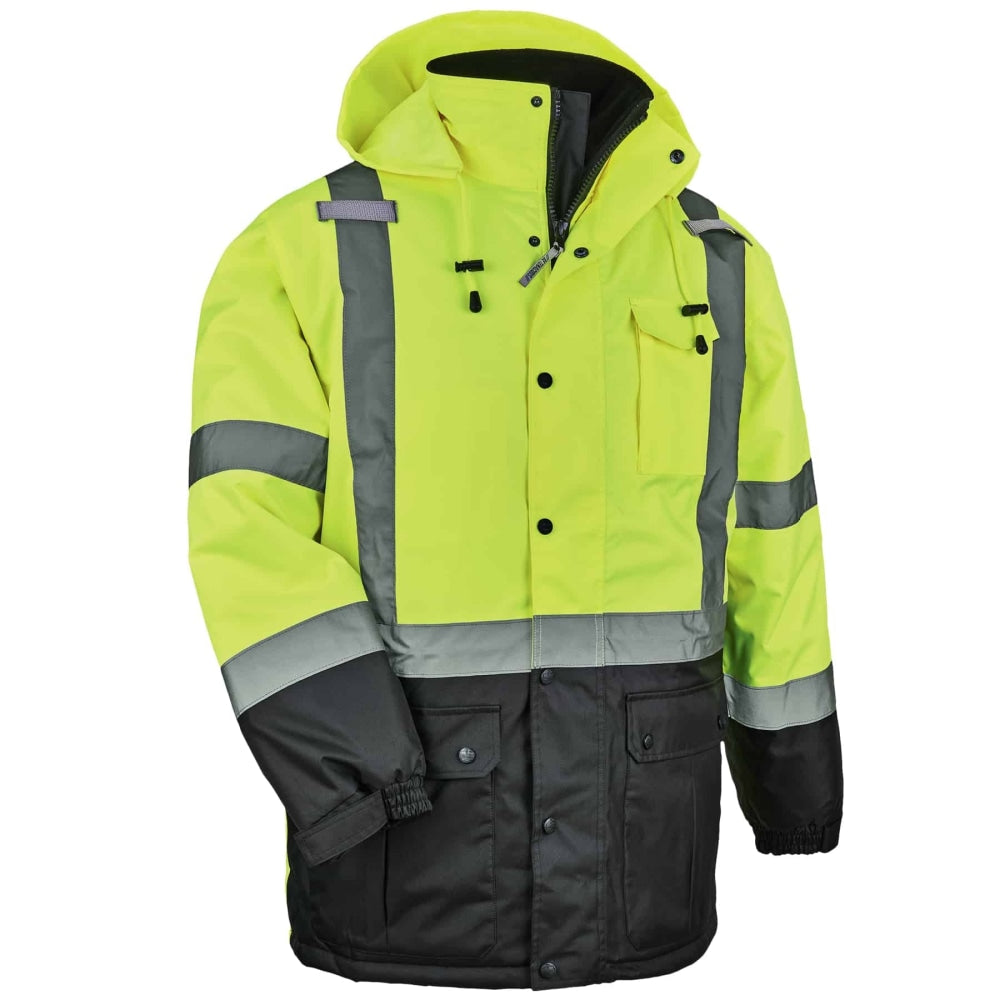 Ergodyne GloWear 8384 Type R Class 3 Polyester Thermal Parka, Small, Lime