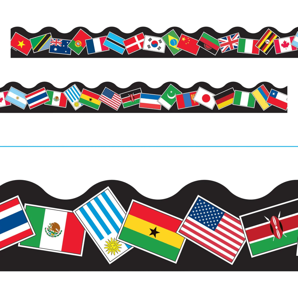 Trend Terrific Trimmers, World Flags, 39ft Per Pack, Set Of 6 Packs