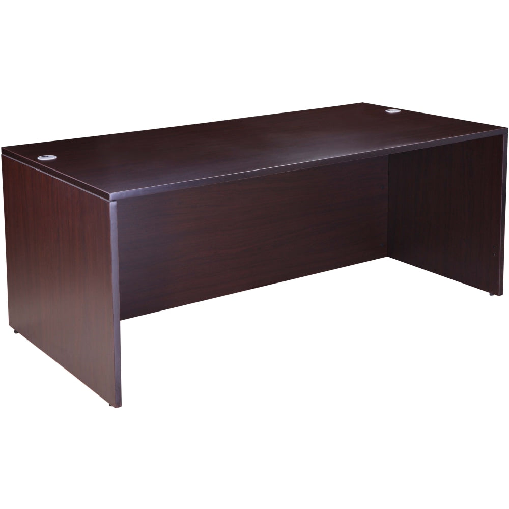 Boss Office Products Holland Series Executive U-Shape Desk With File Storage, Pedestal And Hutch, Mocha