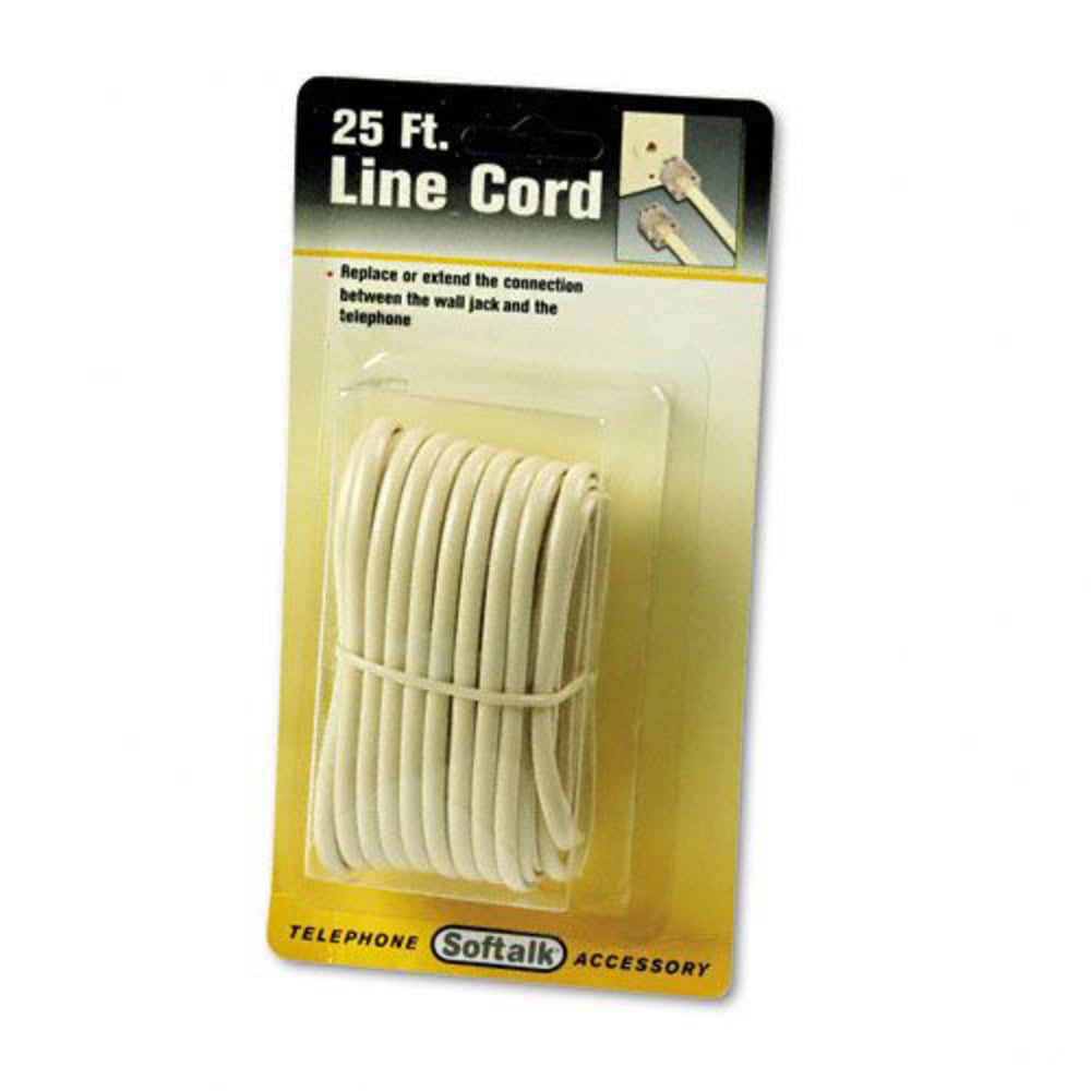 Softalk Line Extension Cord - for Phone - Extension Cable - 25 ft - 1 Pack - 1 x RJ-11 Male Phone - 1 x RJ-11 Male Phone - Beige