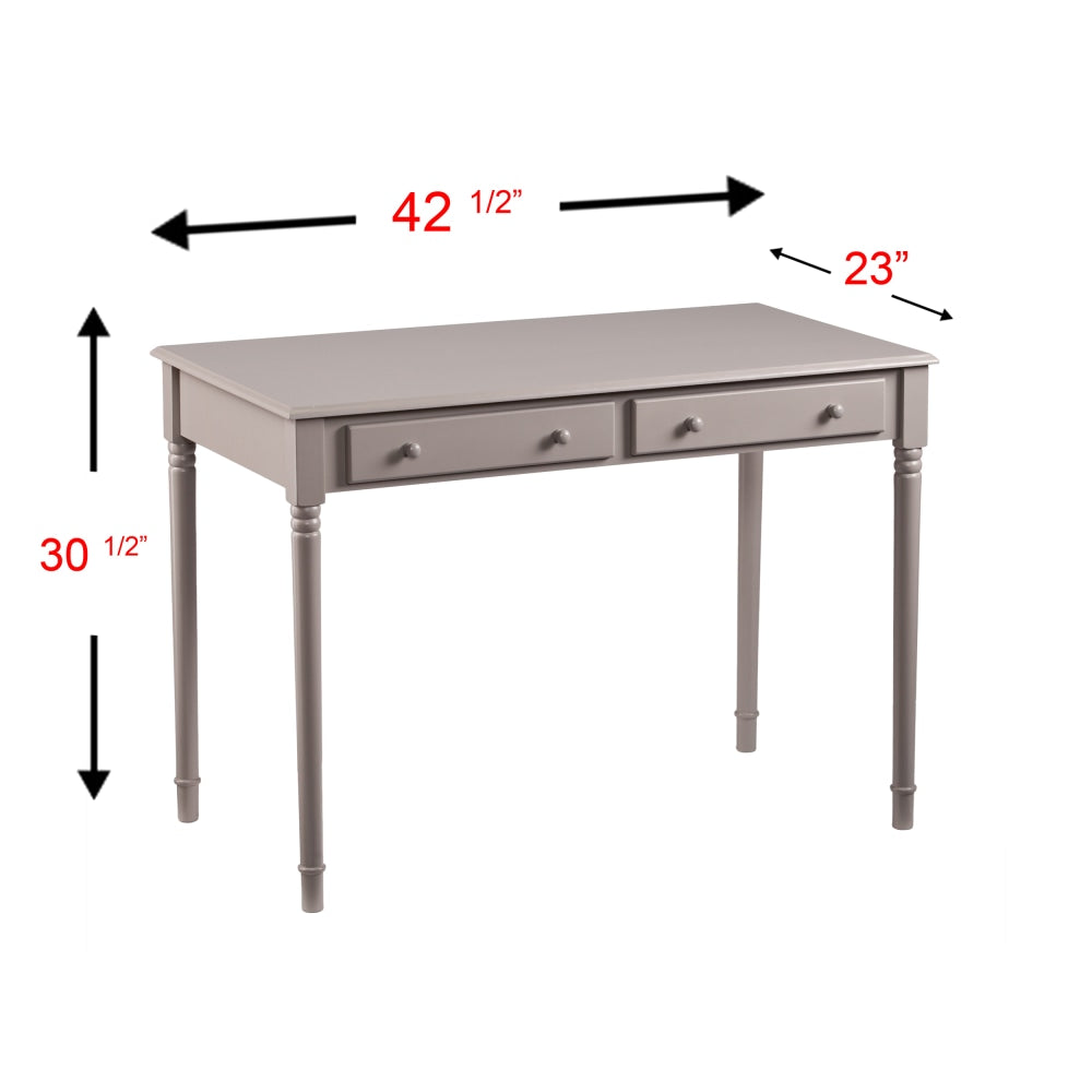 SEI Furniture Janice 43inW Writing Desk With 2-Drawers, Gray