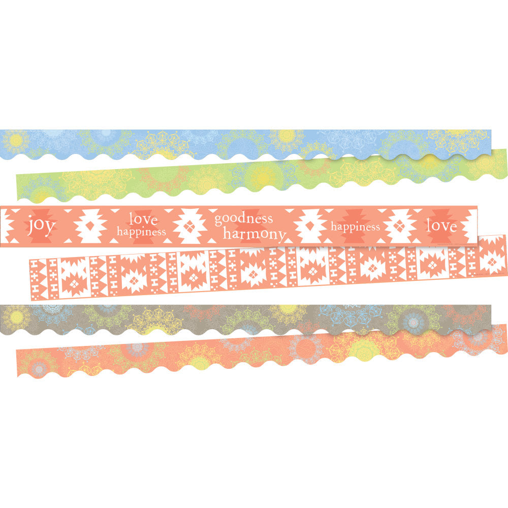 Barker Creek Double-Sided Straight-Edge/Scalloped-Edge Border Strip Set, Calming Sunset, Set Of 38 Strips