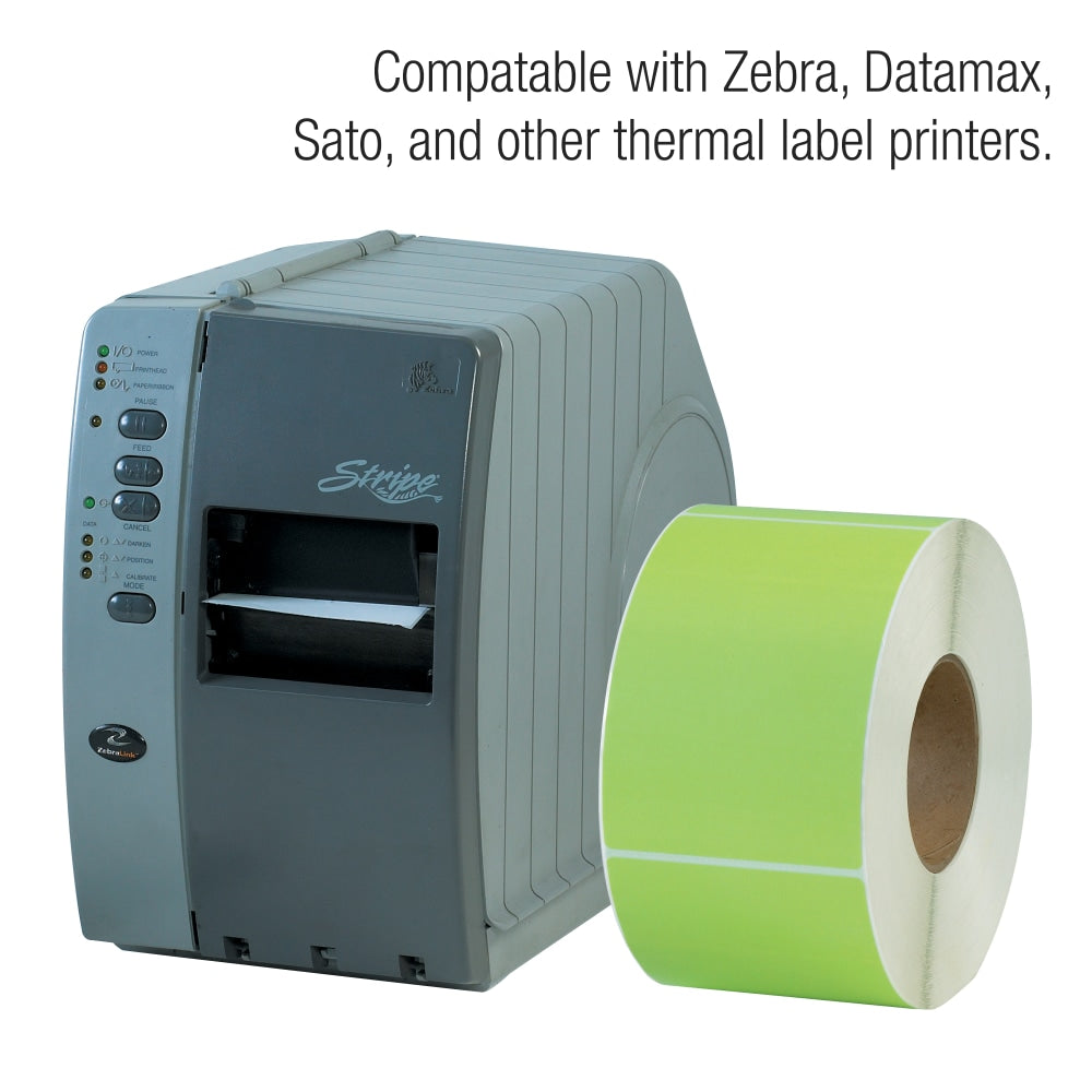 Partners Brand Color Thermal Labels, THL130DN, Rectangle, 4in x 6in, Dark Green, 1,000 Labels Per Roll, Pack Of 4 Rolls