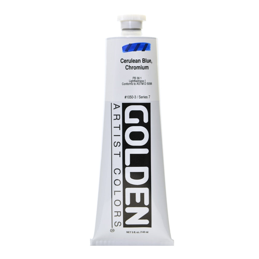 Golden Heavy Body Acrylic Paint, 5 Oz, Cerulean Blue Chromium