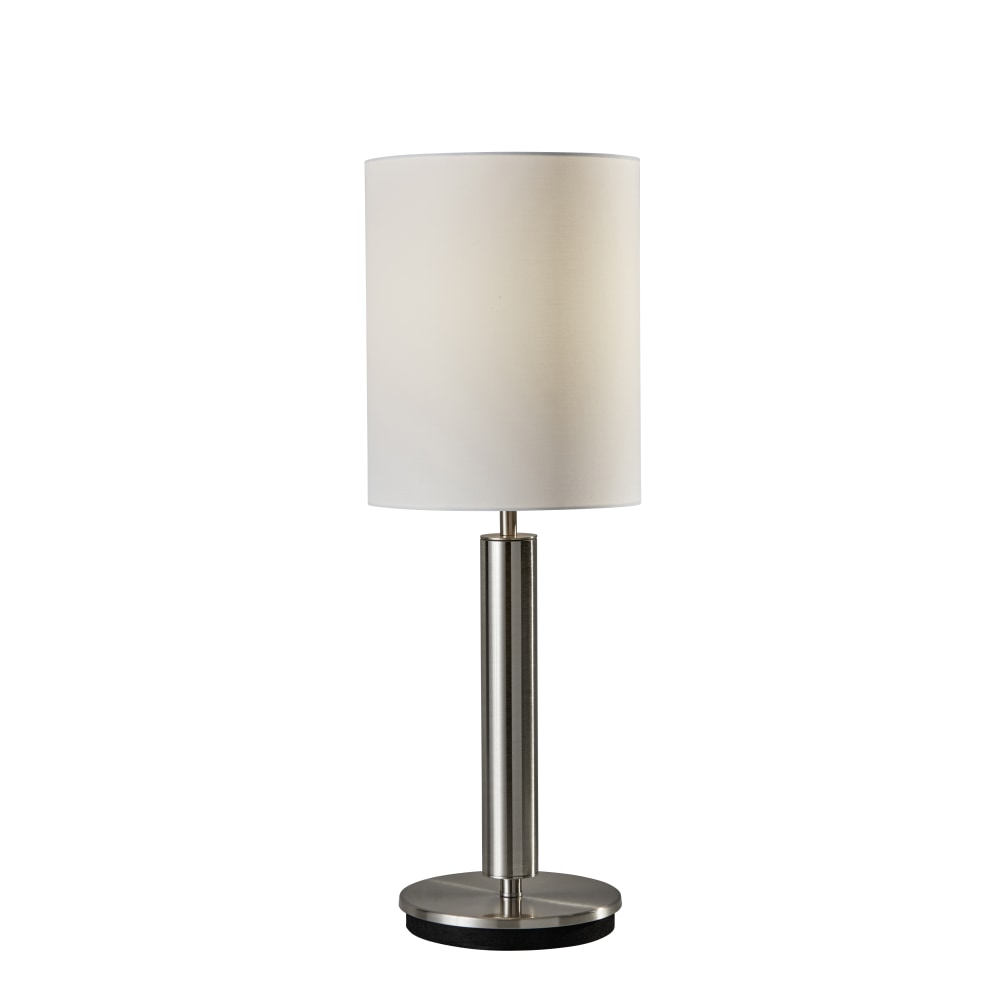 Adesso Hollywood Table Lamp, 27inH, Ivory Shade/Brushed Steel Base