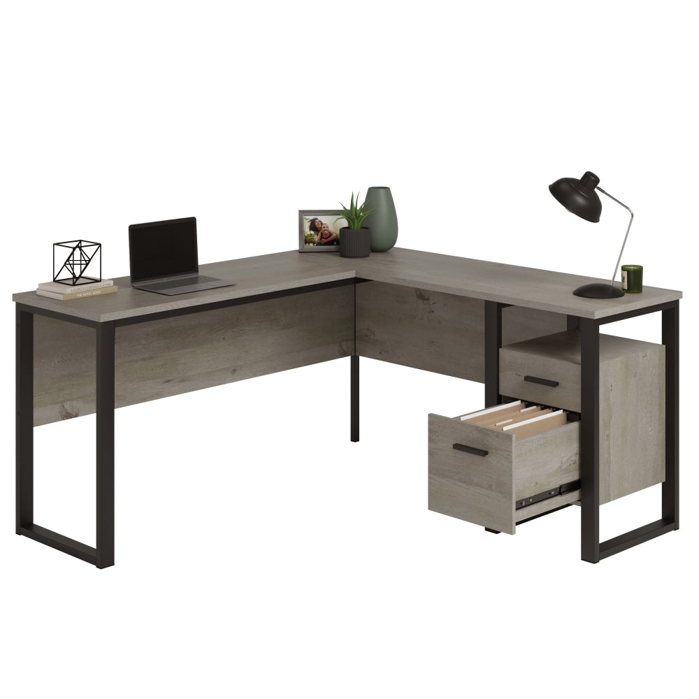 Sauder Rock Glen 60inW L-Shaped Corner Desk, Mystic Oak