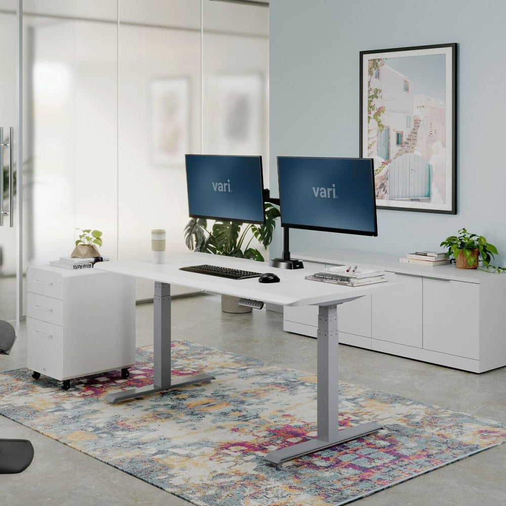 VARI Electric Standing Desk With ComfortEdge, 60inW, White