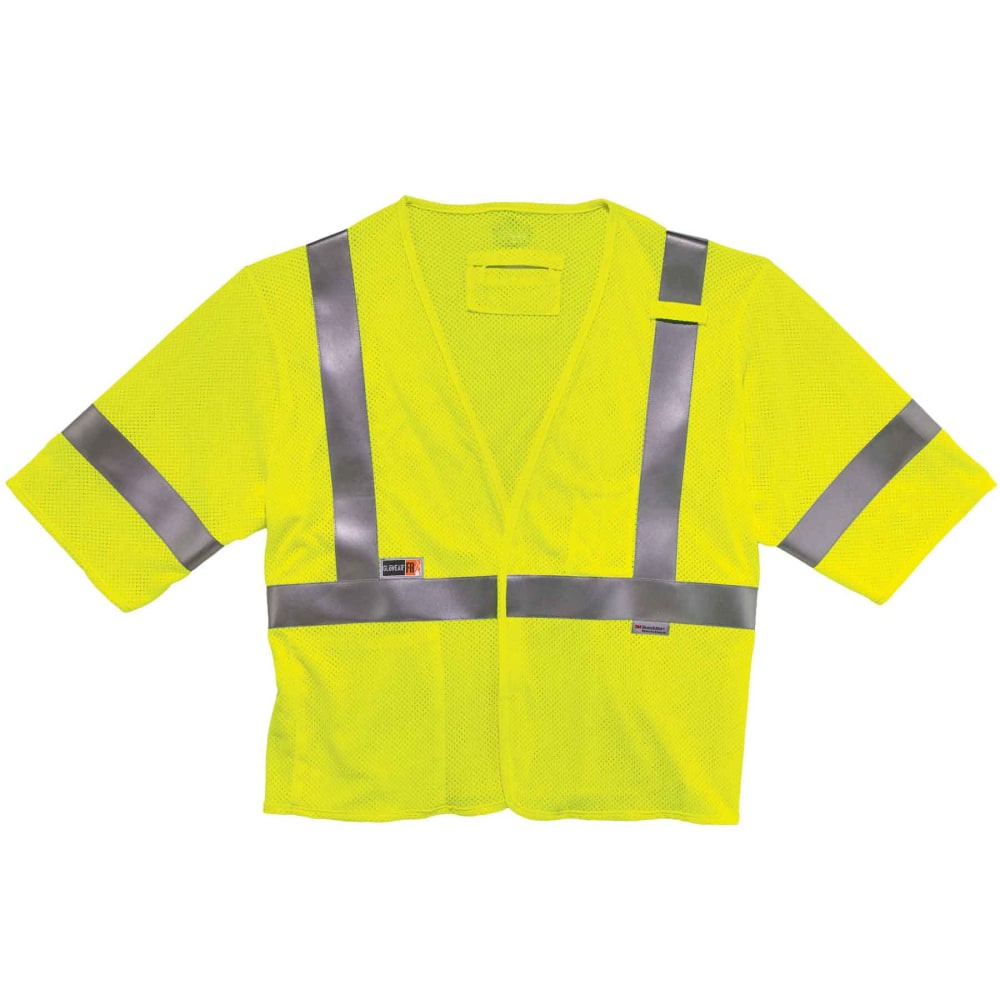 Ergodyne GloWear Flame-Resistant Hi-Vis Safety Vest, Type-R Class 3, 4X/5X, Lime