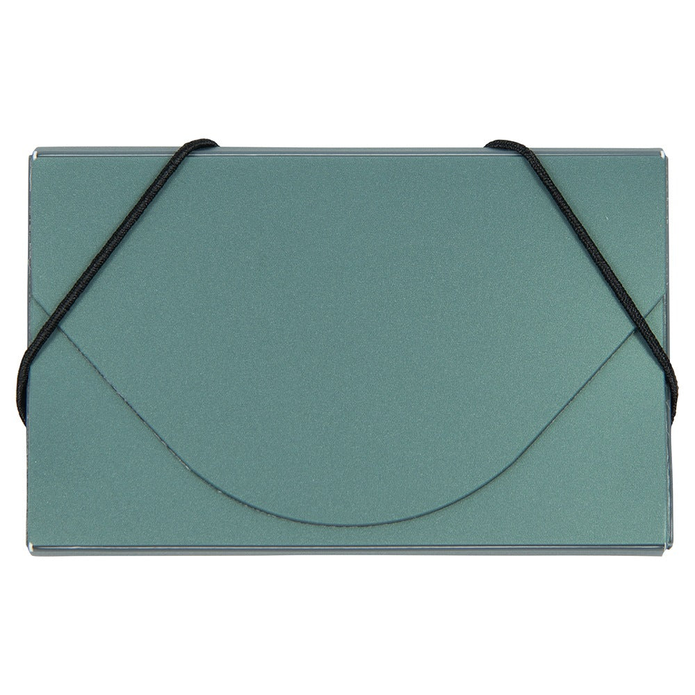 JAM Paper Business Card Case With Elastic Closure, Green Metallic