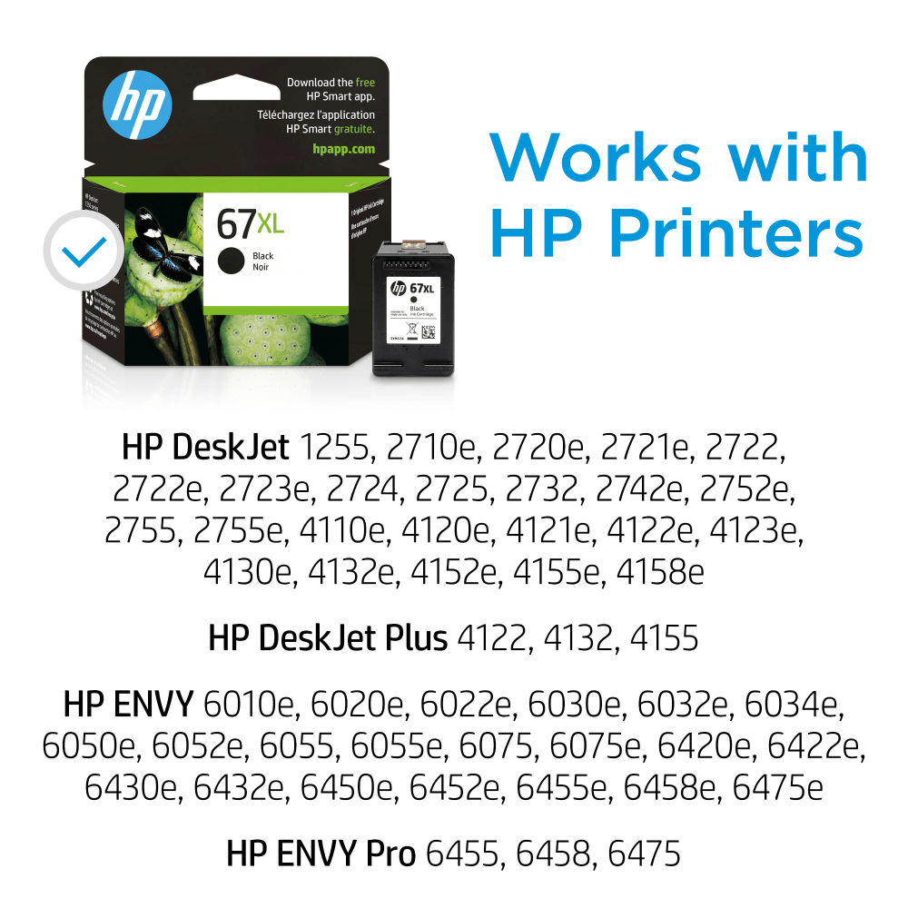 HP 67XL Black High-Yield Ink Cartridge, 3YM57AN