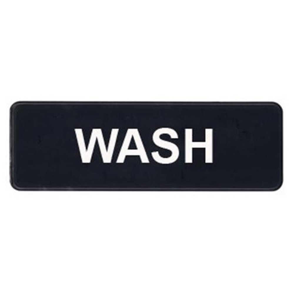 Winco Wash Sign, 9in x 3in, Black/White