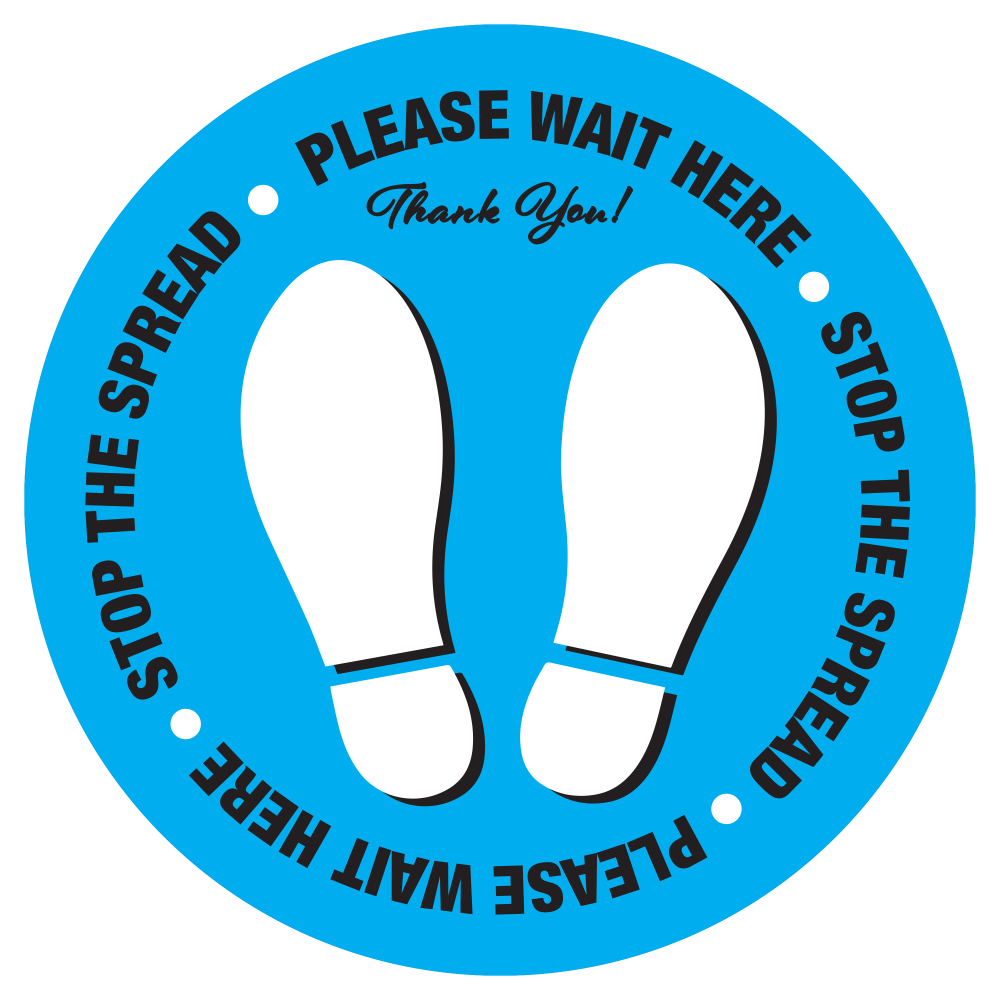 Alliance Stop The Spread Social Distancing Floor Decals, 12in Round, Blue, Pack Of 25 Decals