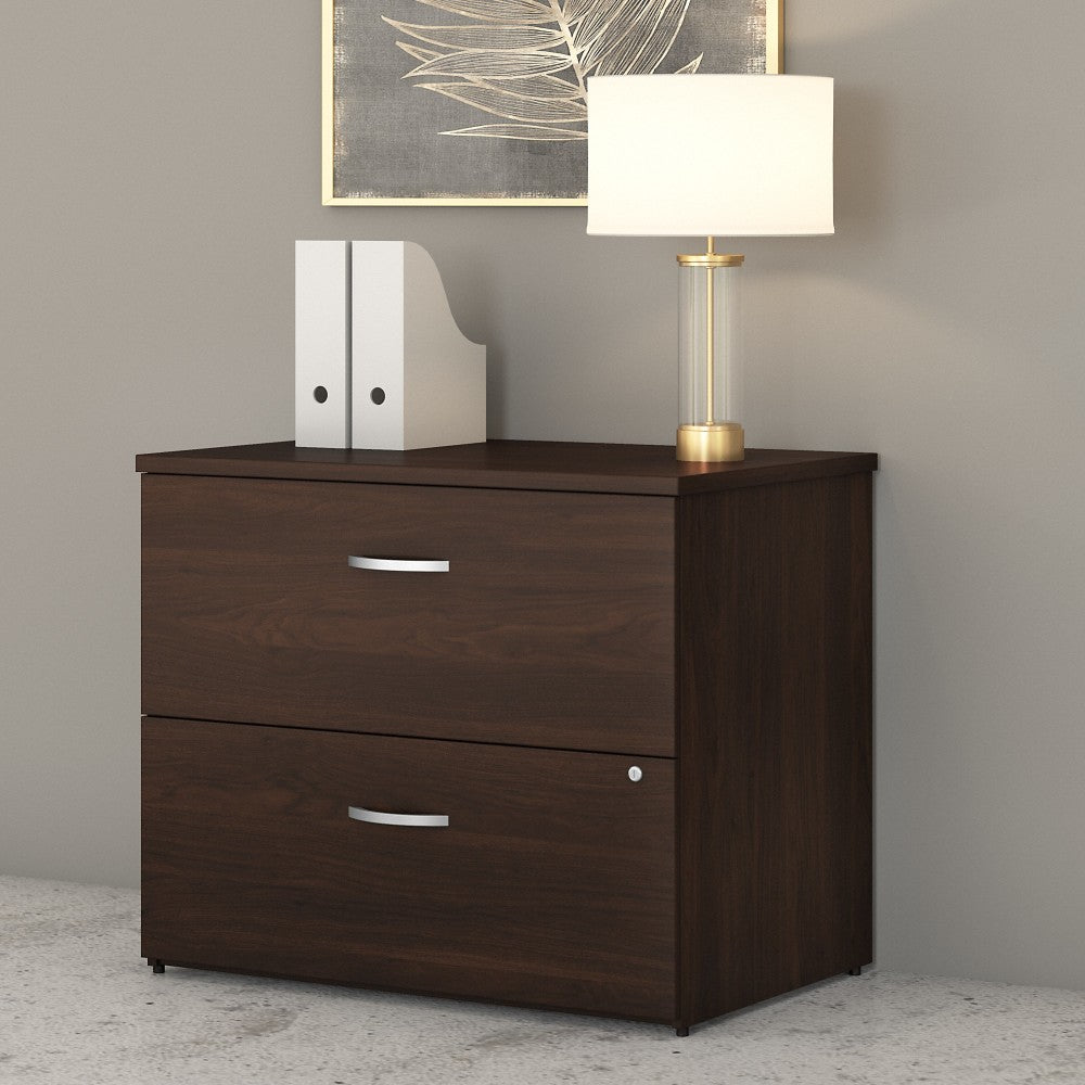 Bush Business Furniture Studio C 35-2/3inW x 23-1/3inD Lateral 2-Drawer File Cabinet, Black Walnut, Standard Delivery