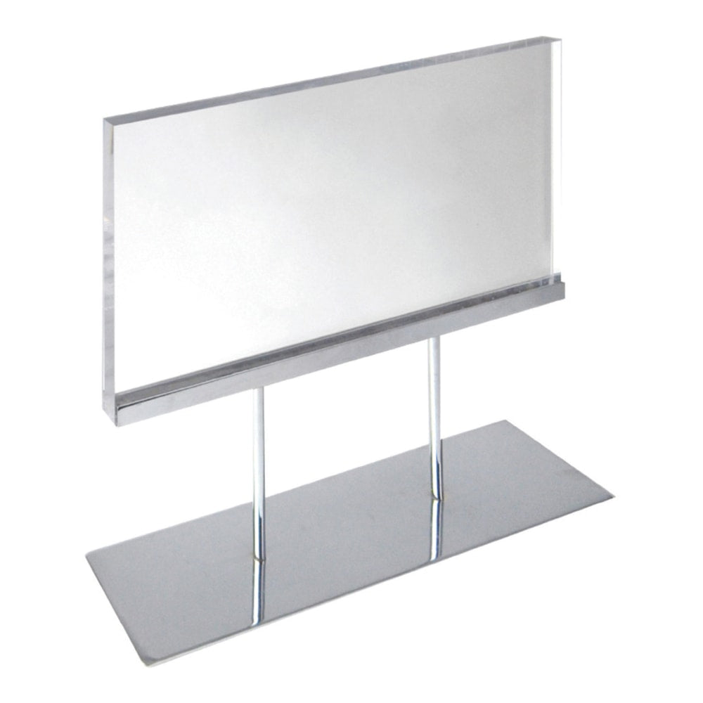 Azar Displays Elite Series Acrylic Horizontal Block Countertop Sign Holder, 11inH x 17inW, Chrome