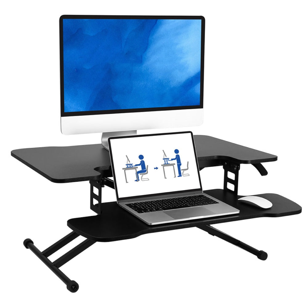 FlexiSpot M18M Sit-To-Stand Desk Riser, 17-3/4inH x 30-3/4inW x 18-15/16inD, Black