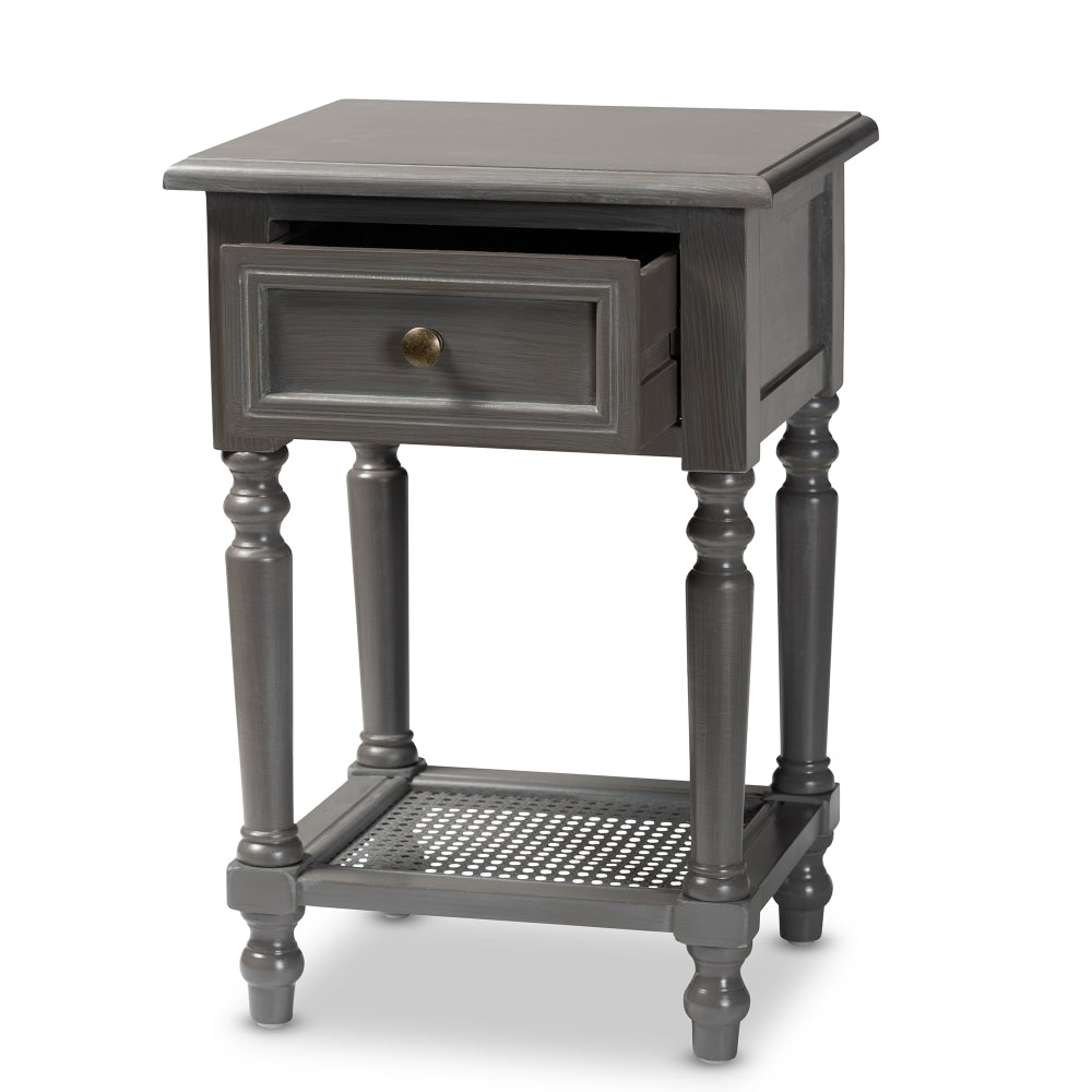 Baxton Studio Sheldon 1-Drawer Nightstand, 23-5/8inH x 15-3/4inW x 13-13/16inD, Gray