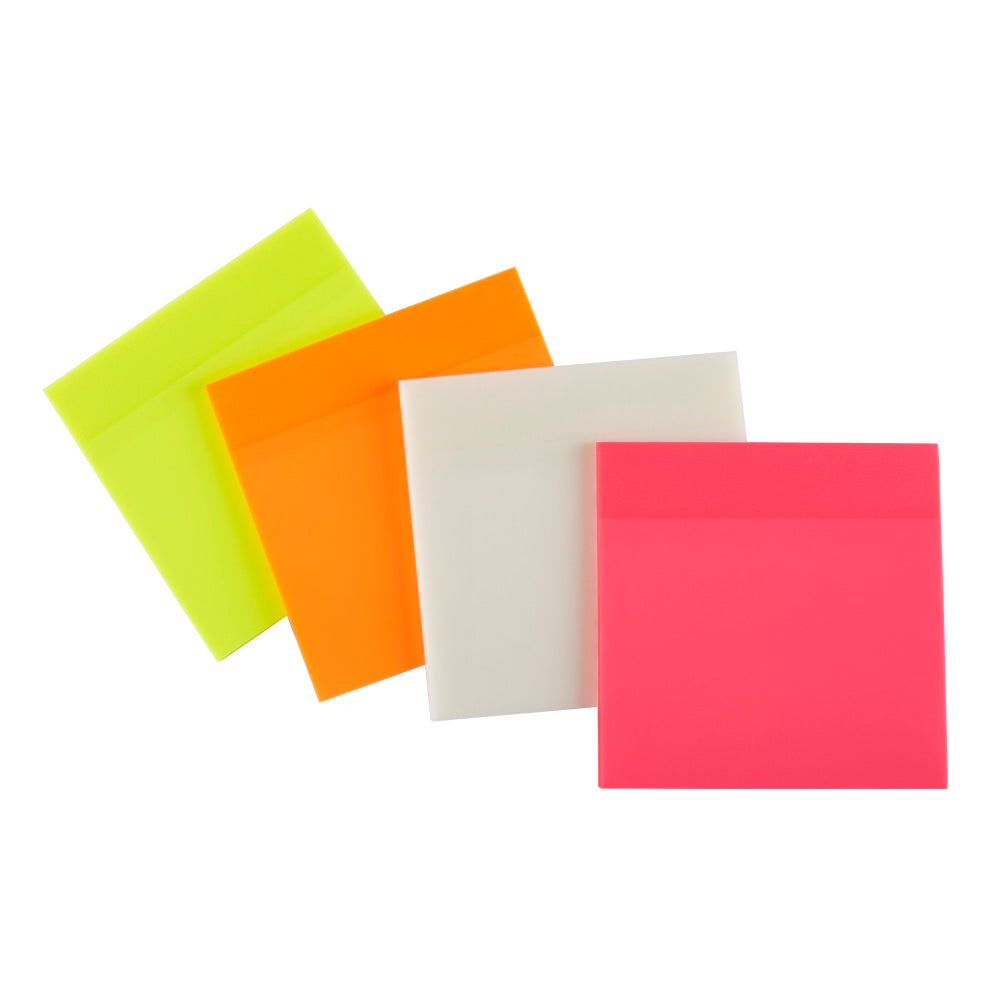 Office Depot Brand Translucent Sticky Notes, With Storage Tray, 3in x 3in, Assorted Colors, 50 Notes Per Pad, Pack Of 12 Pads