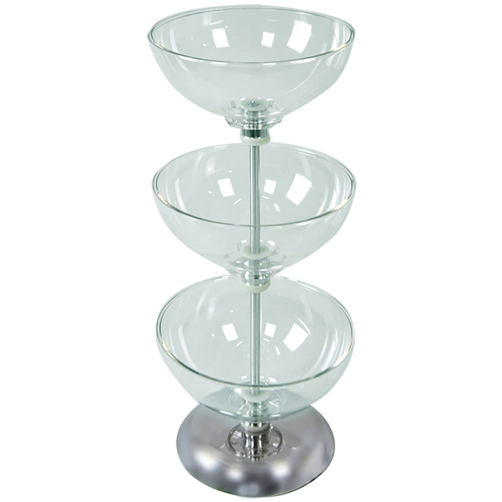 Azar Displays 3-Tier Bowl Display, 25-1/2inH x 10inW x 10inD, Clear