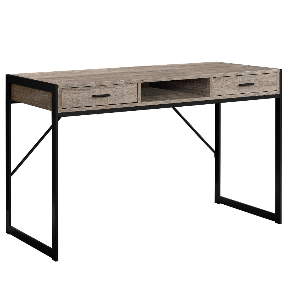 Monarch Specialties 48inW Computer Desk With Drawers, Dark Taupe/Black