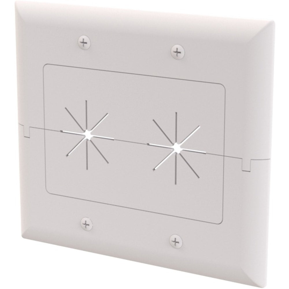 DataComm 45-0027-WH 2-Gang Split Plate with Flexible Opening ((White) - 2-gang - White