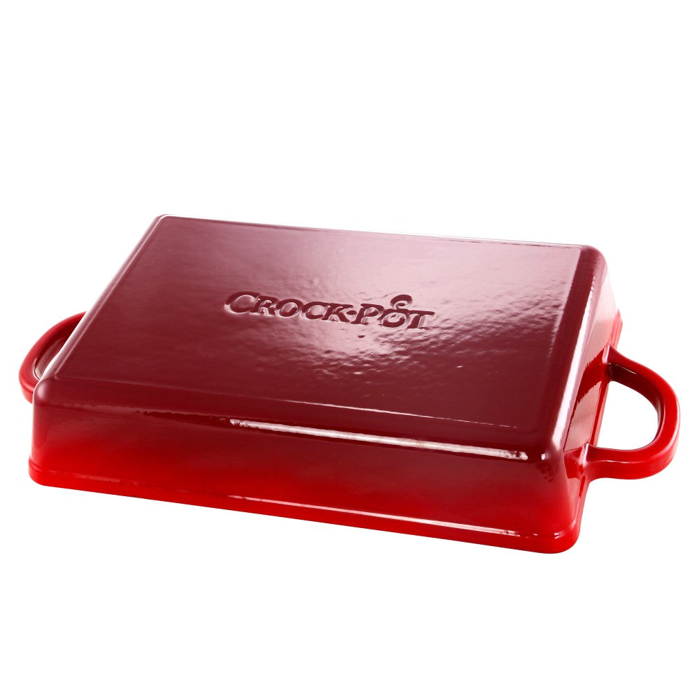 Crock-Pot Artisan 13in Enameled Cast Iron Lasagna Pan, Scarlet Red